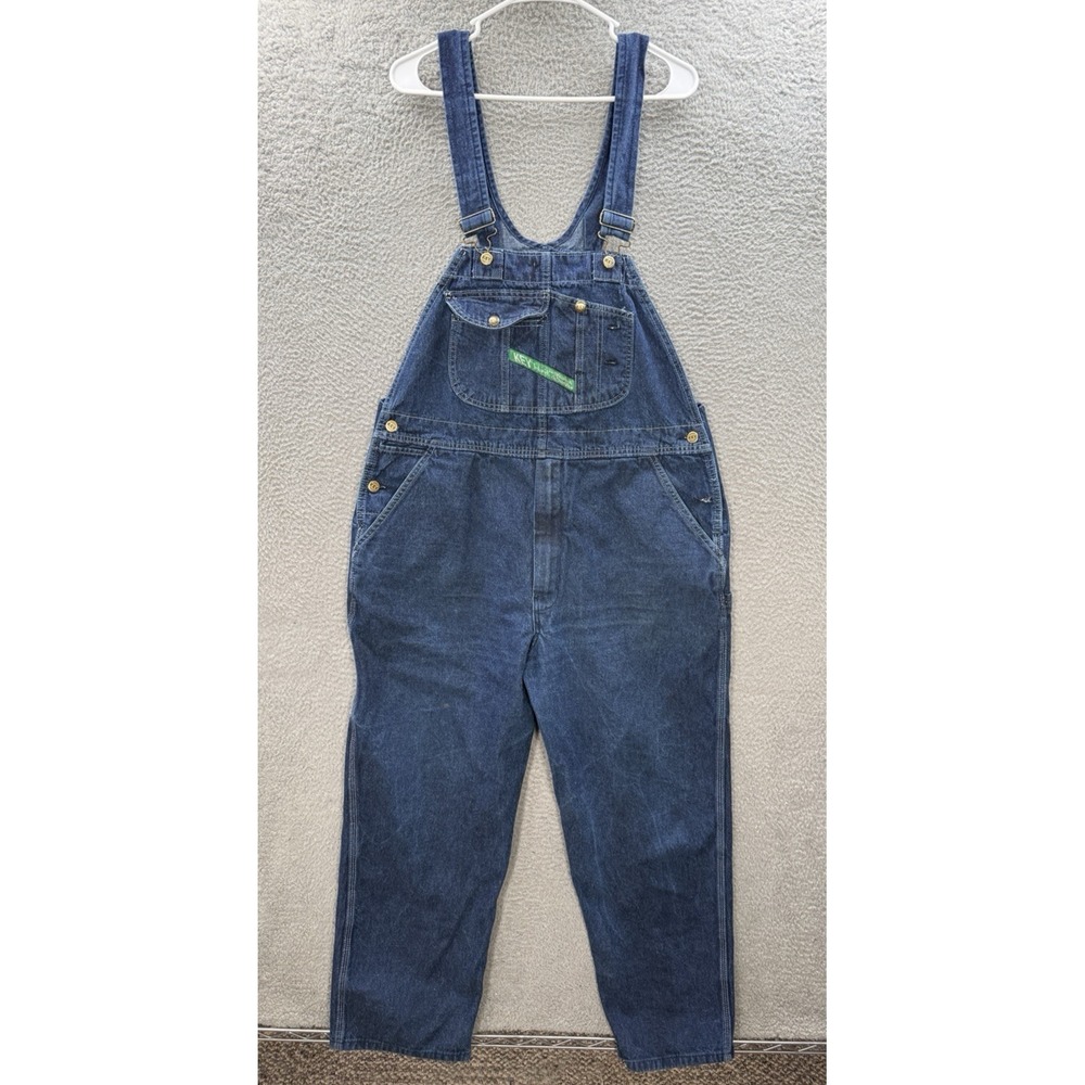 Key Imperial Bib Overalls Mens 46x30 Blue‎ Denim Hi Back Zipper Fly Carpenter